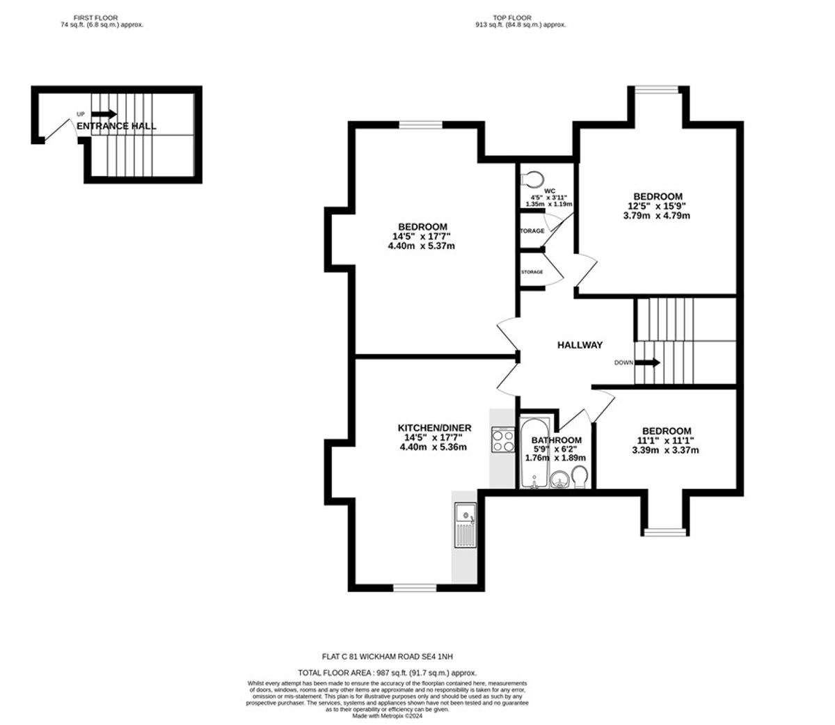 Floor plan for Wickham Road, 